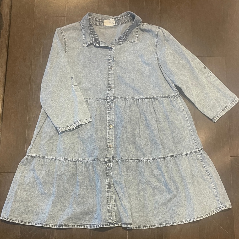 Denim-look Button-Down Dress